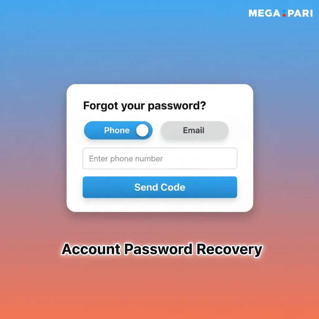 Password recovery steps: tap Forgot Password, choose email or phone, enter code, set new password, 2FA tip, confirm.