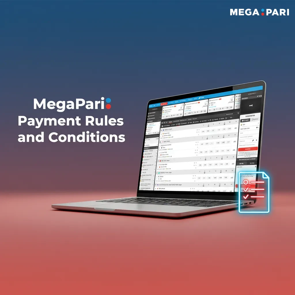 MegaPari payment rules infographic: name match, KYC, 1x turnover, same-method withdrawals, limits/reviews; Philippines.