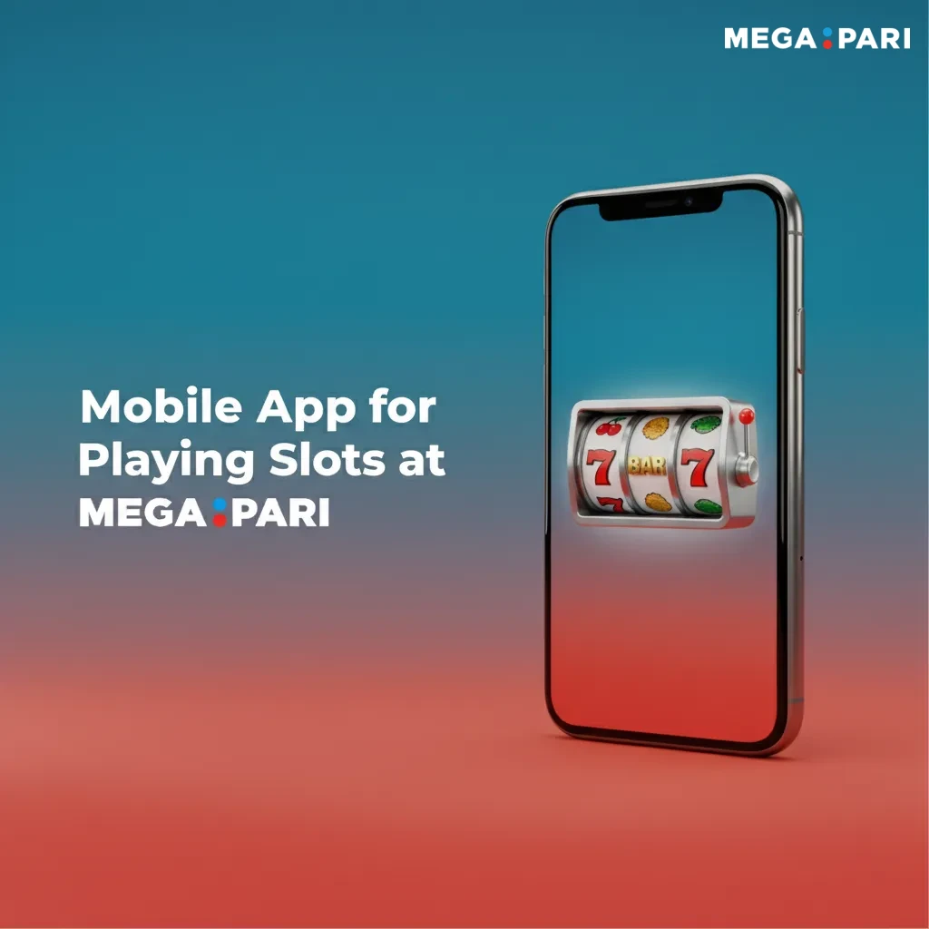 Smartphone showing MegaPari slots app UI with one-hand navigation; quick access via Android APK or iOS PWA.