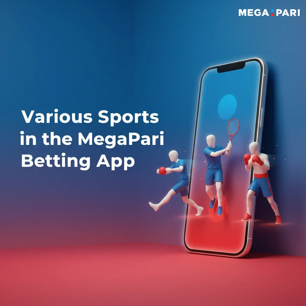 MegaPari app showing pre-match and live betting with stats on basketball, football, tennis, esports, and more. Live streams.