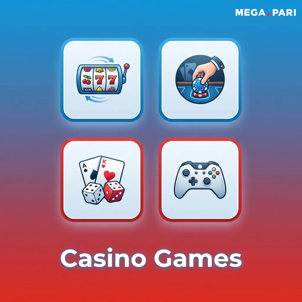 Casino gaming interface showing diverse game categories including slots, live dealer tables, and popular games like Aviator