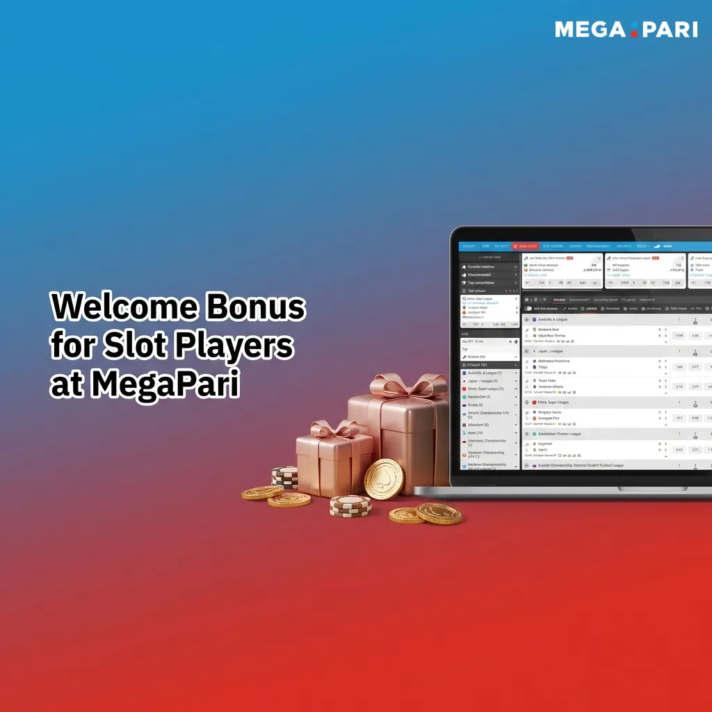 MegaPari slot welcome bonus showing 100% match up to ₹40,000 first deposit offer with ongoing rewards for players